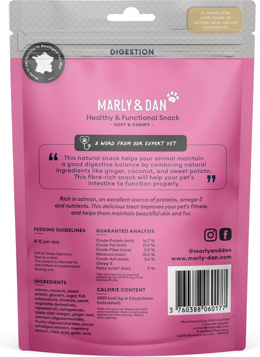 MARLY & DAN Salmon Treats for Cats with Sweet Potato & Tumeric, Tummy ...