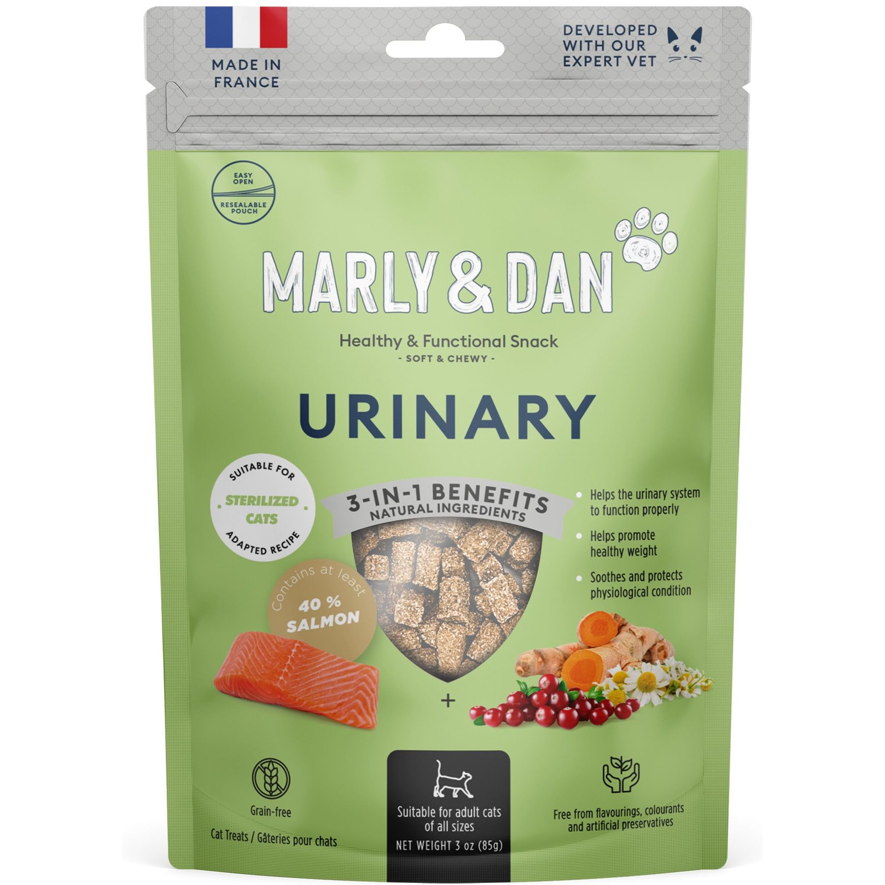 MARLY & DAN Salmon Treats for Cats with Brewers Yeast & Green Tea