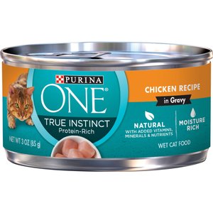 Purina ONE True Instinct Chicken Recipe in Gravy Natural High Protein Canned Cat Food, 3-oz, case of 24