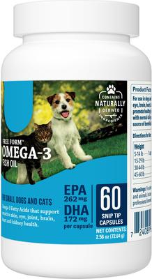 Show full view: Free Form Snip Tips Fatty Acid Capsules for Small Dogs & Cats, 60 count bottle slide 5 of 9