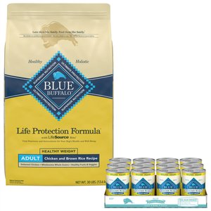 Blue Buffalo Life Protection Formula Healthy Weight Chicken & Brown Rice Dry Food + Homestyle Recipe Healthy Weight Chicken Dinner Garden Vegetables & Brown Rice Canned Dog Food