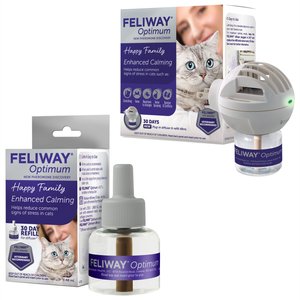 FELIWAY Optimum Cat, Enhanced Calming Pheromone Diffuser, 30 Day Starter  Kit (48 mL), Translucent 