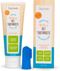 Oxyfresh Premium Vet Formulated Plaque & Tartar Dog & Cat Toothpaste with BPA-Free Silicone Brush, 4-oz bottle