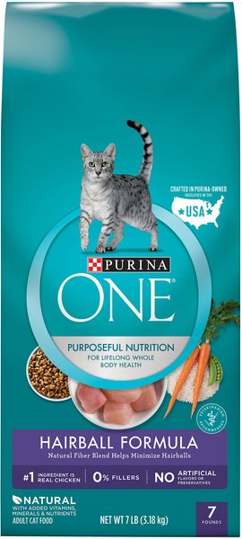 Purina ONE +Plus Hairball Formula Natural Adult Dry Cat Food, 7-lb bag slide 1 of 11