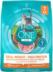 Purina ONE +Plus Ideal Weight Natural High Protein Adult Dry Cat Food, 7-lb bag