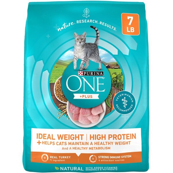 PURINA ONE +Plus Ideal Weight Natural High Protein Adult Dry Cat Food ...