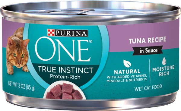 Purina ONE True Instinct Tuna Recipe in Sauce Natural High Protein Canned Cat Food, 3-oz, case of 24 slide 1 of 11