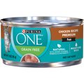 Purina ONE Chicken Recipe Pate Natural Grain-Free Canned Cat Food, 3-oz, case of 24