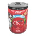 Purina ONE SmartBlend Classic Ground Beef & Brown Rice Entree Adult Canned Dog Food, 13-oz can, case of 12