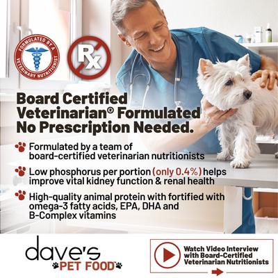 Show full view: Dave's Pet Food Restricted Phosphorus Chicken Formula Kidney Support Crumble Dog Food, 10-lb bag slide 3 of 12