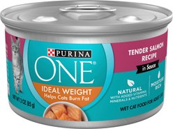 'Purina ONE Natural Weight Control Ideal Weight Tender Salmon Recipe Wet Cat Food, 3-oz, case of 24