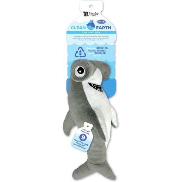 SPUNKY PUP Clean Earth Plush Hammerhead Shark Dog Toy, Gray, Large ...