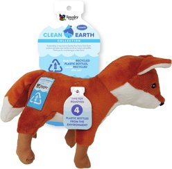 Spunky Pup Clean Earth Plush Fox Dog Toy, Brown, Small