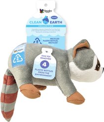 Spunky Pup Clean Earth Plush Raccoon Dog Toy, Gray, Small