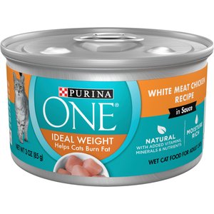 'Purina ONE Natural Weight Control Ideal Weight White Meat Chicken Recipe in Sauce Wet Cat Food, 3-oz, case of 24