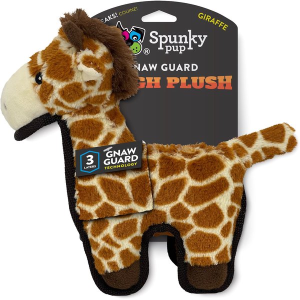 SPUNKY PUP Tough Plush Dog Toy, Brown, Giraffe