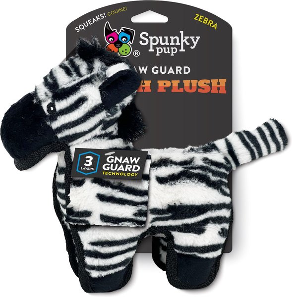 SPUNKY PUP Tough Plush Dog Toy, White & Black, Zebra