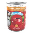 Purina ONE SmartBlend Tender Cuts in Gravy Chicken & Brown Rice Entree Adult Canned Dog Food, 13-oz, case of 12