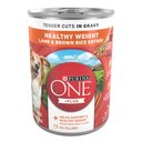 Purina ONE +Plus Adult Tender Cuts in Gravy Healthy Weight Lamb & Brown Rice Entree Canned Dog Food, 13-oz, case of 12