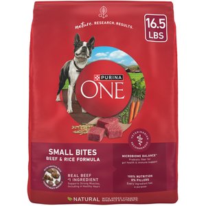 Purina ONE Natural SmartBlend Small Bites Beef & Rice Formula Dry Dog Food, 16.5-lb bag