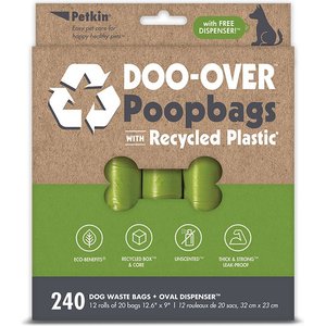Petkin Doo-Over Poop Bag Dispenser with Bags, 240 count, Unscented