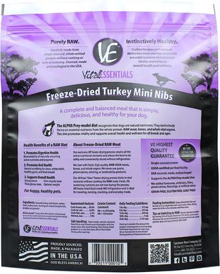 Show full view: Vital Essentials Turkey Entree Mini Nibs Grain-Free Freeze-Dried Dog Food, 1-lb bag slide 3 of 10