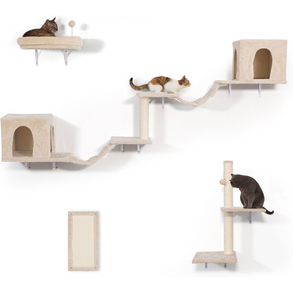 COZIWOW Wall Mounted Cat Shelves, Beige, Large