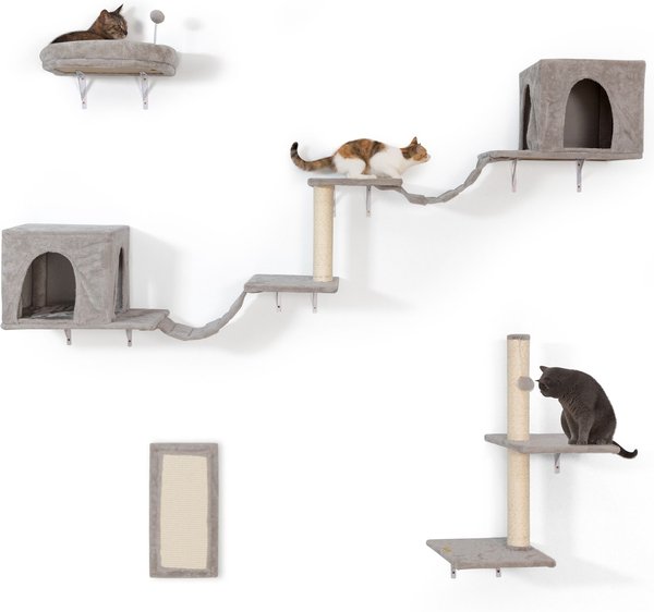 COZIWOW Wall Mounted Cat Shelves, Grey, Large