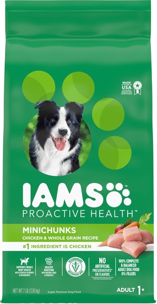 Iams Adult MiniChunks Small Kibble High Protein Dry Dog Food, 7-lb bag slide 1 of 10
