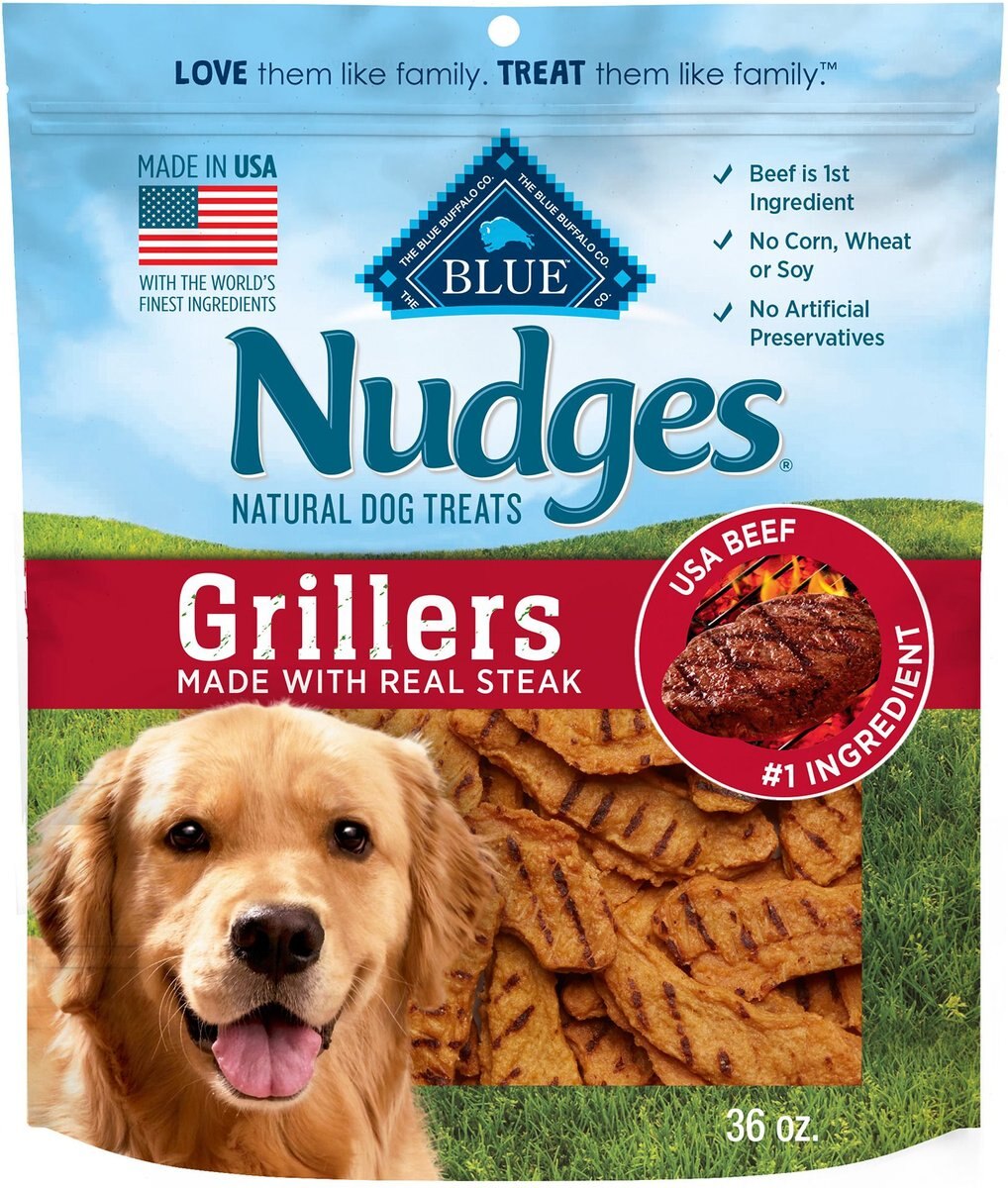 BLUE BUFFALO Nudges Grillers Natural Steak Dog Treats, 36oz bag
