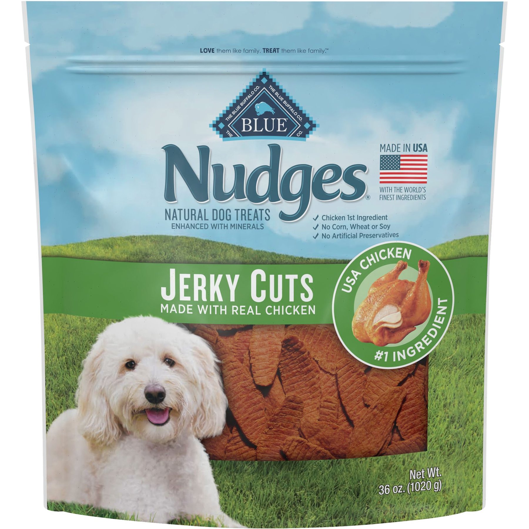 BLUE BUFFALO Nudges Jerky Cuts Natural Chicken Dog Treats 36 oz