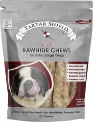 Tartar Shield Soft Rawhide Chews Daily Dental Dog Treat, X-Large, 12 count