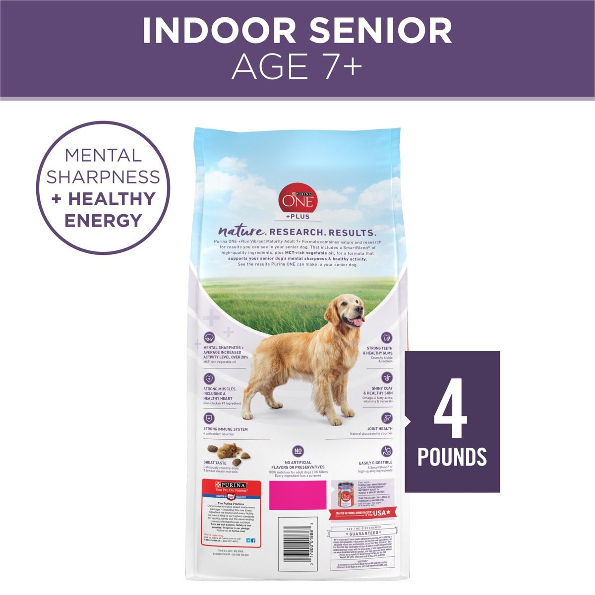 PURINA ONE High Protein + Vibrant Maturity 7 Plus Formula Dry Senior