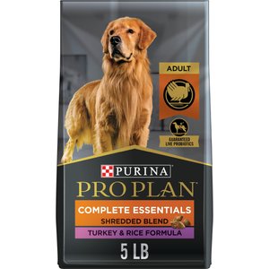 Purina Pro Plan Complete Essentials Shredded Blend Turkey & Rice Formula High Protein Dry Dog Food, 5-lb bag