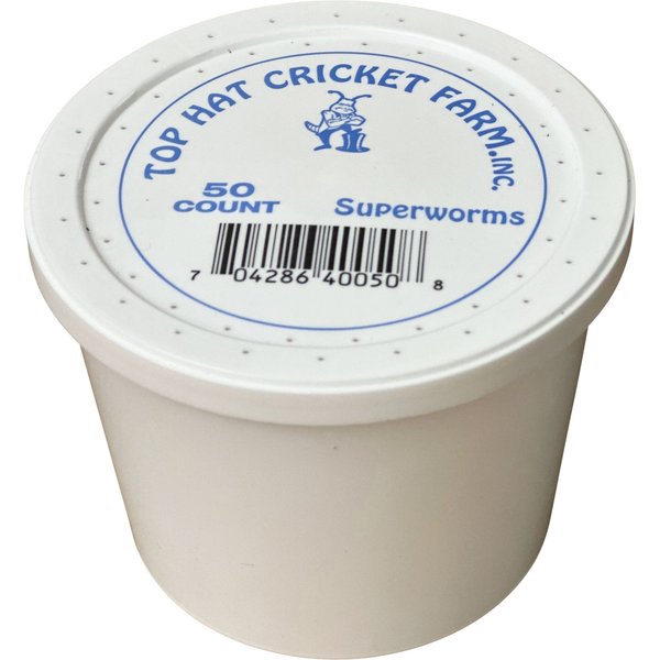 Top Hat Crickets Superworms Reptile Food, 50 count