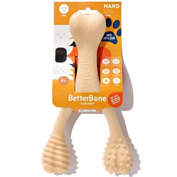 BETTERBONE Tough Beef Dog Toy, Natural, Large