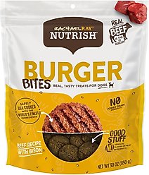 Rachael Ray Nutrish Burger Bites Beef & Bison Recipe Soft & Chewy Dog Treats, 30-oz bag
