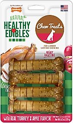 Nylabone Healthy Edibles All-Natural Long Lasting Turkey & Apple Flavor Dog Chew Treats, Small, 4 count