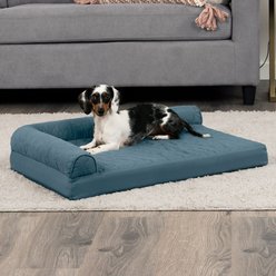 FurHaven Paw-Quilted Cooling Gel Top Deluxe Chaise Orthopedic Cat & Dog Bed with Removable Cover, Bluestone, Medium