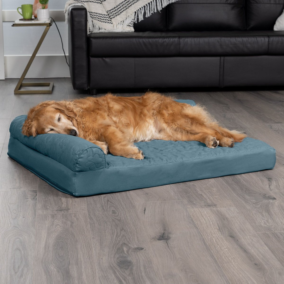 FURHAVEN PawQuilted Cooling Gel Top Deluxe Chaise Orthopedic Cat & Dog Bed with Removable Cover