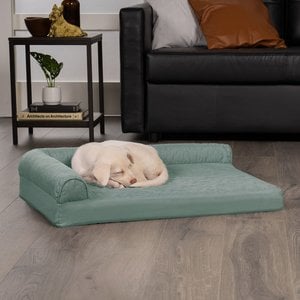 FurHaven Paw-Quilted Memory Top Deluxe Chaise Orthopedic Cat & Dog Bed with Removable Cover, Iceberg Green, Medium