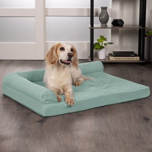 FurHaven Paw-Quilted Memory Top Deluxe Chaise Orthopedic Cat & Dog Bed with Removable Cover, Iceberg Green, Large