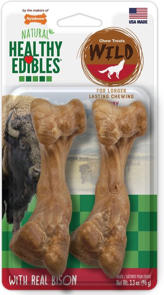 Nylabone Healthy Edibles WILD Natural Long Lasting Bison Flavor Dog Chew Treat, Medium, 2 count slide 1 of 11