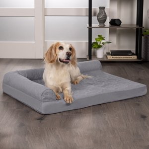 FurHaven Paw-Quilted Memory Top Deluxe Chaise Orthopedic Cat & Dog Bed with Removable Cover, Titanium, Large
