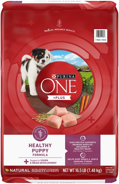 Purina ONE Natural, High Protein +Plus Healthy Puppy Formula Dry Puppy Food, 16.5-lb bag slide 1 of 11