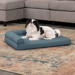 FurHaven Paw-Quilted Deluxe Chaise Orthopedic Cat & Dog Bed with Removable Cover, Bluestone, Medium