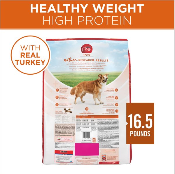 PURINA ONE Plus Adult High Protein Healthy Weight Formula Turkey Formula Dry Dog Food 16.5 lb bag Chewy