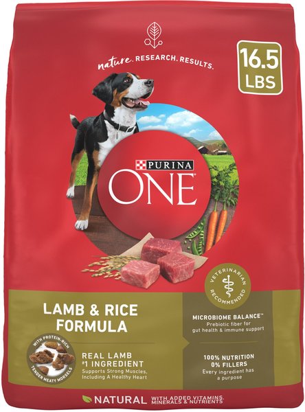 Purina ONE Natural SmartBlend Lamb & Rice Formula Dry Dog Food, 16.5-lb bag slide 1 of 11
