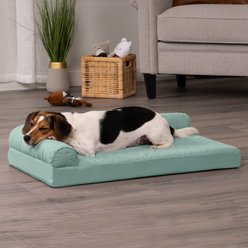 FurHaven Paw-Quilted Full Support Deluxe Chaise Orthopedic Cat & Dog Bed with Removable Cover, Iceberg Green, Medium