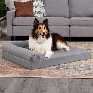 FurHaven Paw-Quilted Full Support Deluxe Chaise Orthopedic Cat & Dog Bed with Removable Cover, Titanium, Jumbo